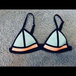 Triangle color block bikini top